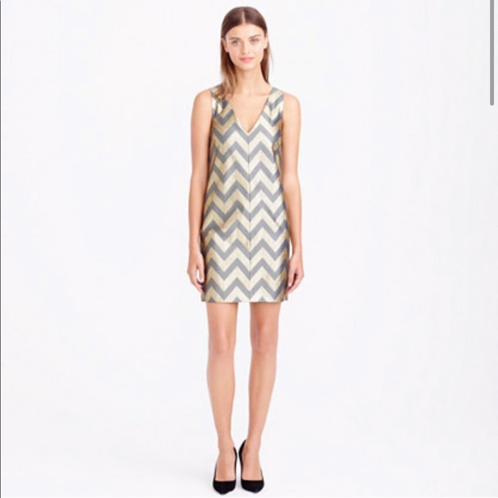 JCrew Collection Gilded Gold Chevron Dress